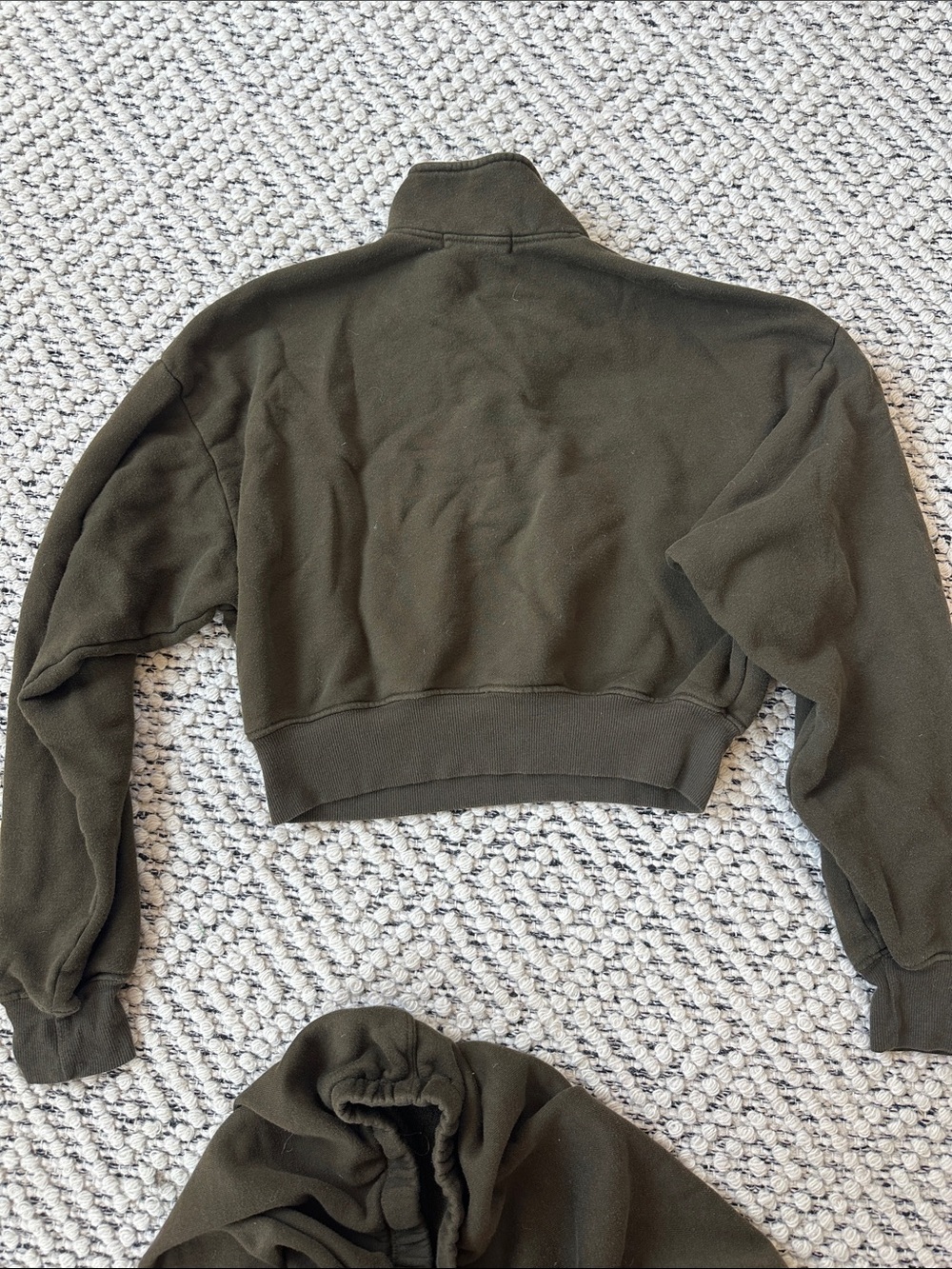 Eterne Olive Green Cropped Quarter-Zip & Jogger Set - Picture 4 of 6